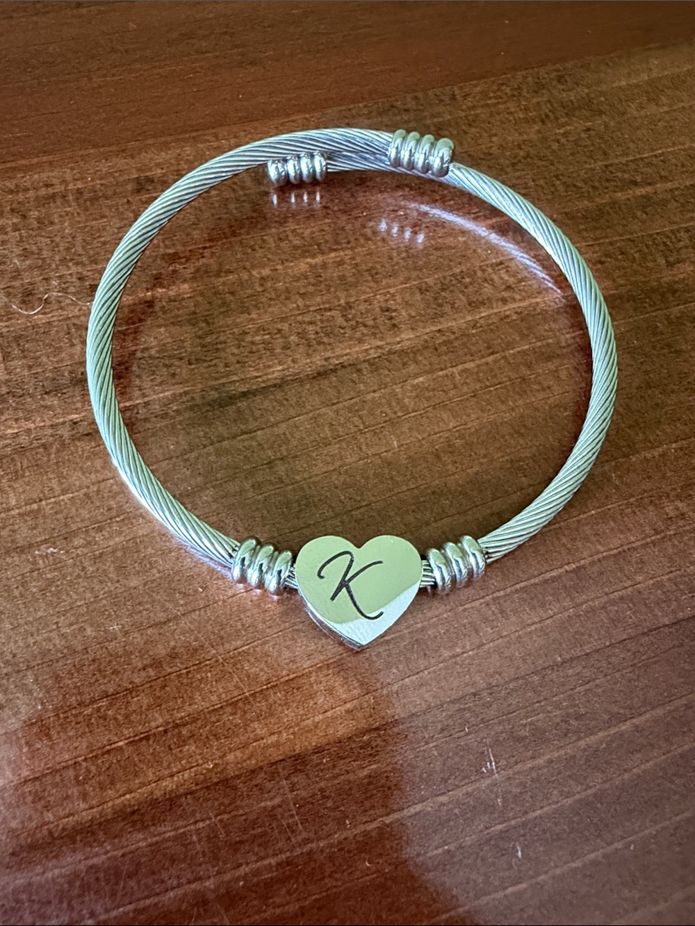 Silver K Initial Bracelet